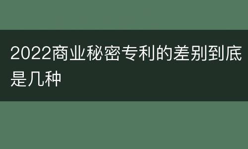 2022商业秘密专利的差别到底是几种
