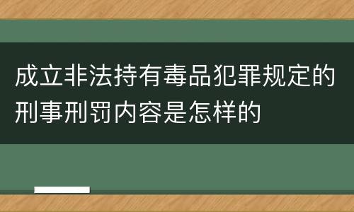 成立非法持有毒品犯罪规定的刑事刑罚内容是怎样的
