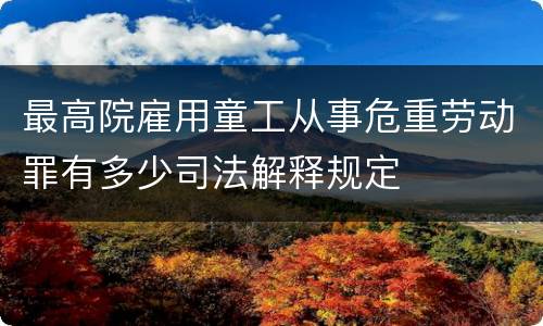 最高院雇用童工从事危重劳动罪有多少司法解释规定
