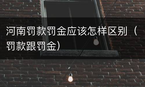 河南罚款罚金应该怎样区别（罚款跟罚金）
