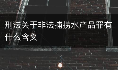刑法关于非法捕捞水产品罪有什么含义