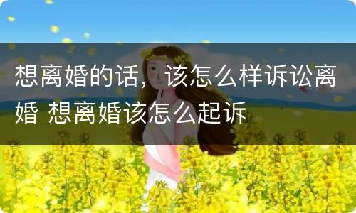 想离婚的话，该怎么样诉讼离婚 想离婚该怎么起诉