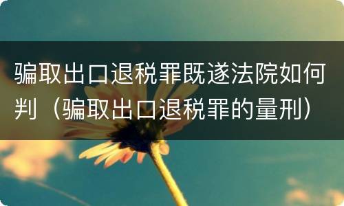骗取出口退税罪既遂法院如何判（骗取出口退税罪的量刑）