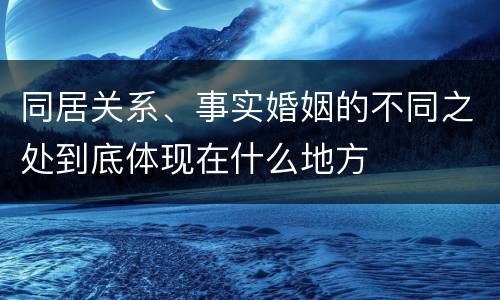 同居关系、事实婚姻的不同之处到底体现在什么地方
