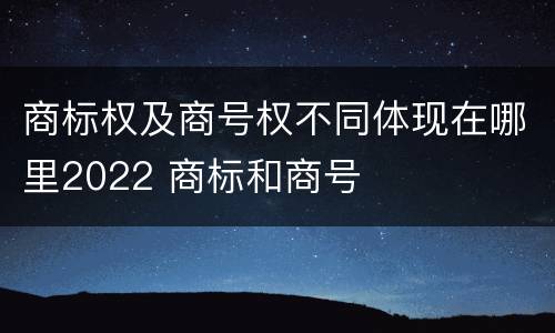 商标权及商号权不同体现在哪里2022 商标和商号