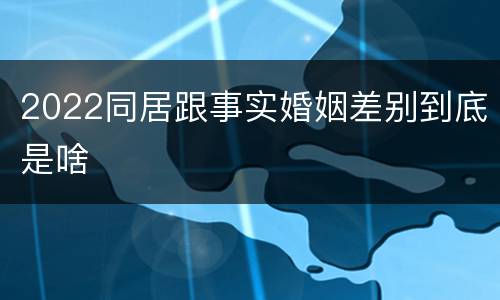 2022同居跟事实婚姻差别到底是啥