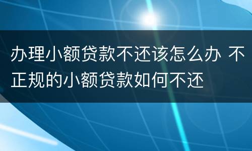 办理小额贷款不还该怎么办 不正规的小额贷款如何不还