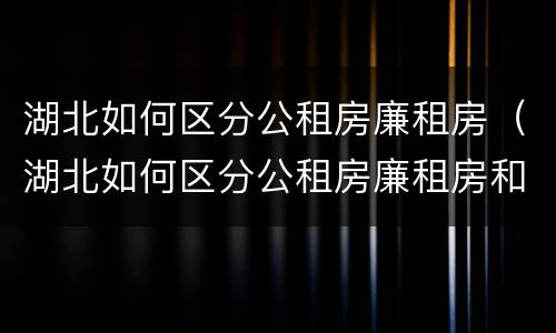 湖北如何区分公租房廉租房（湖北如何区分公租房廉租房和商品房）