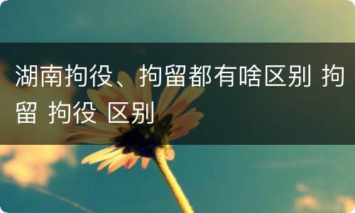 湖南拘役、拘留都有啥区别 拘留 拘役 区别