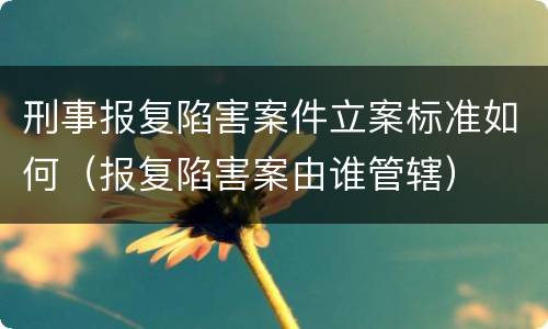 刑事报复陷害案件立案标准如何（报复陷害案由谁管辖）