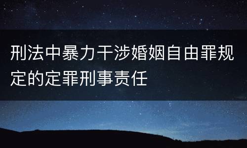 刑法中暴力干涉婚姻自由罪规定的定罪刑事责任