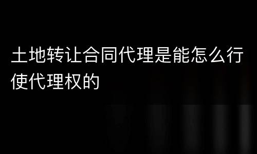 土地转让合同代理是能怎么行使代理权的