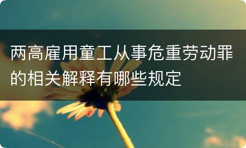 两高雇用童工从事危重劳动罪的相关解释有哪些规定