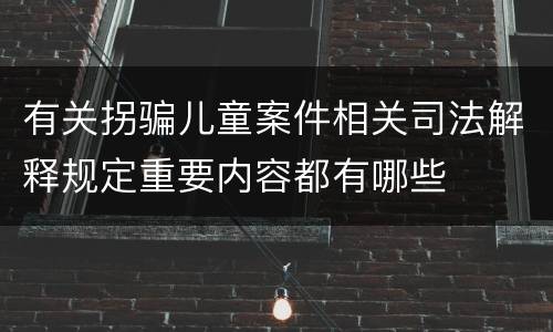 有关拐骗儿童案件相关司法解释规定重要内容都有哪些