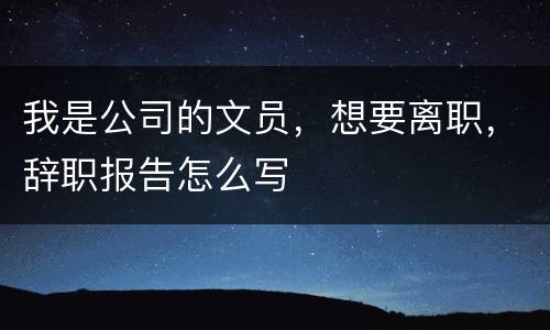 我是公司的文员，想要离职，辞职报告怎么写