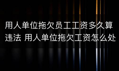用人单位拖欠员工工资多久算违法 用人单位拖欠工资怎么处罚
