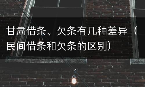 甘肃借条、欠条有几种差异（民间借条和欠条的区别）