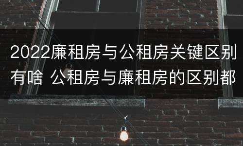 2022廉租房与公租房关键区别有啥 公租房与廉租房的区别都在此,别再搞错了!