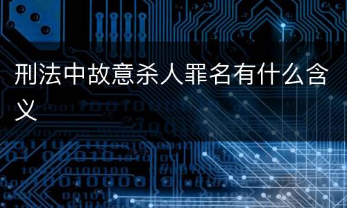刑法中故意杀人罪名有什么含义
