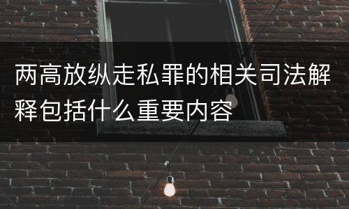 两高放纵走私罪的相关司法解释包括什么重要内容