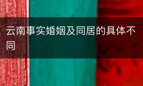 云南事实婚姻及同居的具体不同