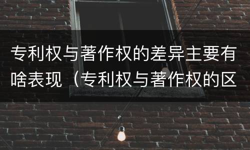 专利权与著作权的差异主要有啥表现（专利权与著作权的区别）