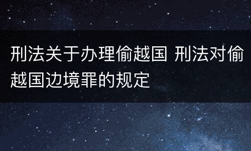 刑法关于办理偷越国 刑法对偷越国边境罪的规定