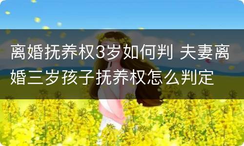 离婚抚养权3岁如何判 夫妻离婚三岁孩子抚养权怎么判定