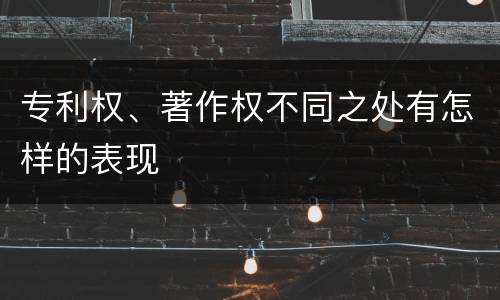 专利权、著作权不同之处有怎样的表现