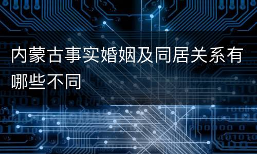 内蒙古事实婚姻及同居关系有哪些不同