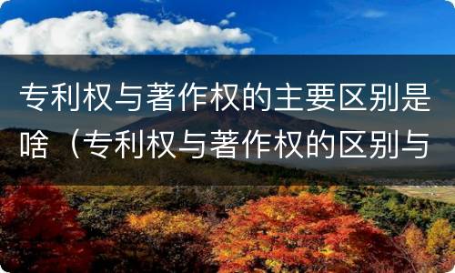 专利权与著作权的主要区别是啥（专利权与著作权的区别与联系）