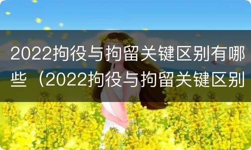 2022拘役与拘留关键区别有哪些（2022拘役与拘留关键区别有哪些呢）