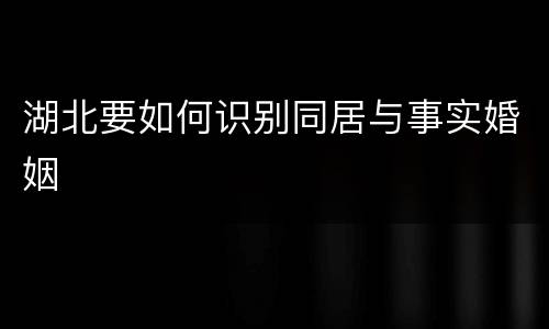 湖北要如何识别同居与事实婚姻