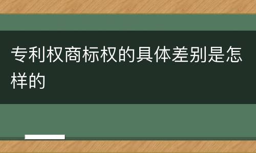 专利权商标权的具体差别是怎样的