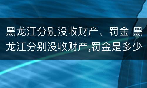 黑龙江分别没收财产、罚金 黑龙江分别没收财产,罚金是多少