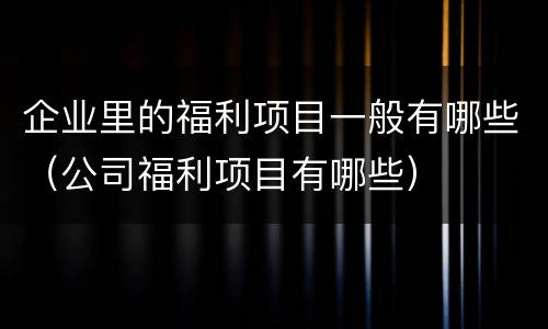 企业里的福利项目一般有哪些（公司福利项目有哪些）
