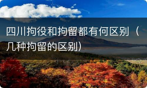 四川拘役和拘留都有何区别（几种拘留的区别）