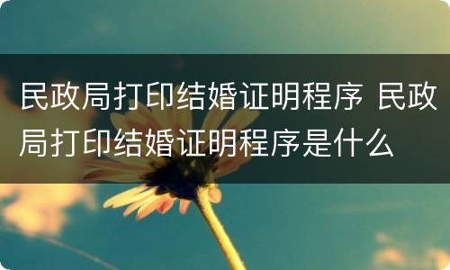 民政局打印结婚证明程序 民政局打印结婚证明程序是什么