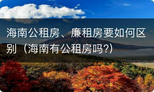 海南公租房、廉租房要如何区别（海南有公租房吗?）