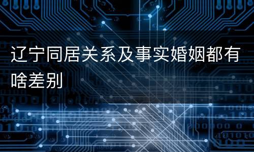 辽宁同居关系及事实婚姻都有啥差别