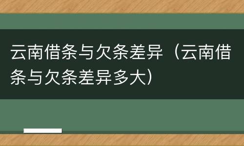 云南借条与欠条差异（云南借条与欠条差异多大）