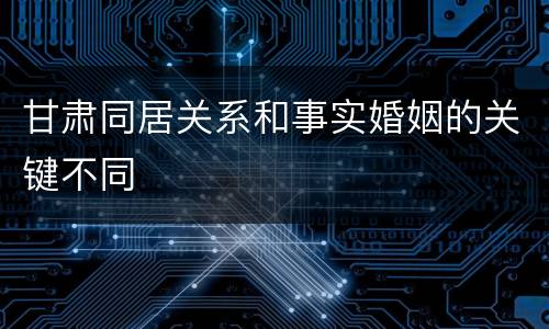 甘肃同居关系和事实婚姻的关键不同
