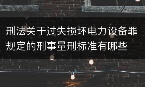 刑法关于过失损坏电力设备罪规定的刑事量刑标准有哪些
