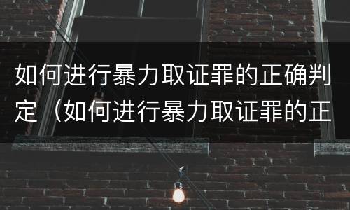 如何进行暴力取证罪的正确判定（如何进行暴力取证罪的正确判定方法）