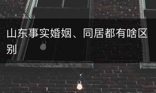 山东事实婚姻、同居都有啥区别