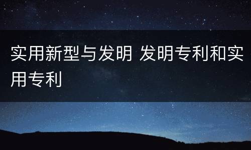 实用新型与发明 发明专利和实用专利