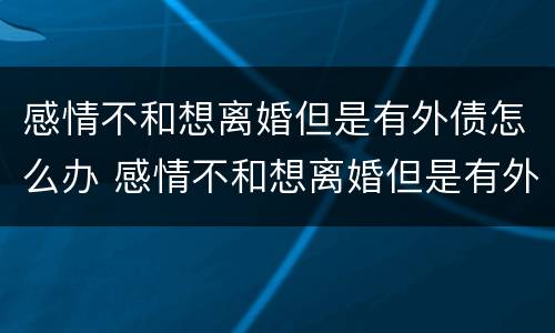 感情不和想离婚但是有外债怎么办 感情不和想离婚但是有外债怎么办呢