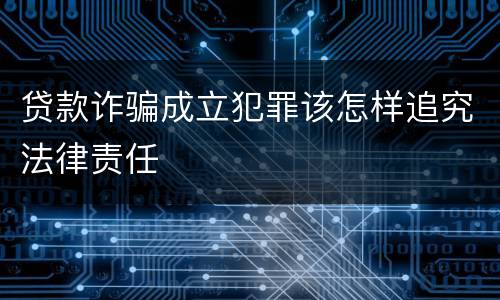贷款诈骗成立犯罪该怎样追究法律责任