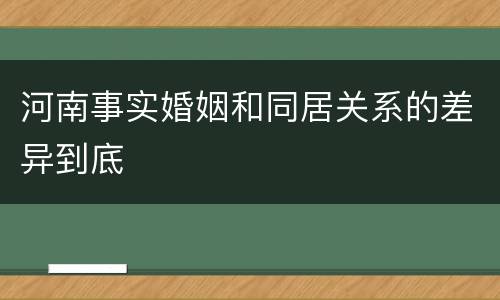 河南事实婚姻和同居关系的差异到底