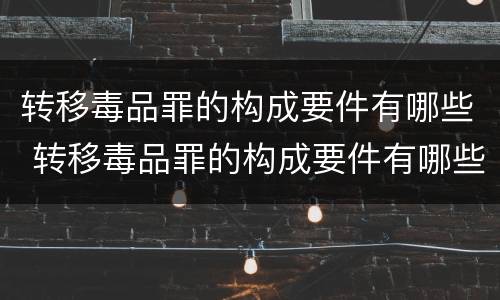 转移毒品罪的构成要件有哪些 转移毒品罪的构成要件有哪些内容